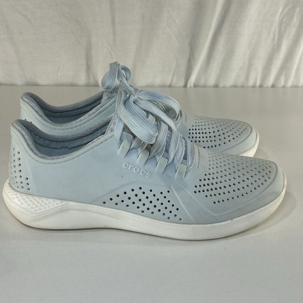 Crocs Literide Pacer‎ Shoes Light Blue Women's Size 8.5 Lace-up Sneakers